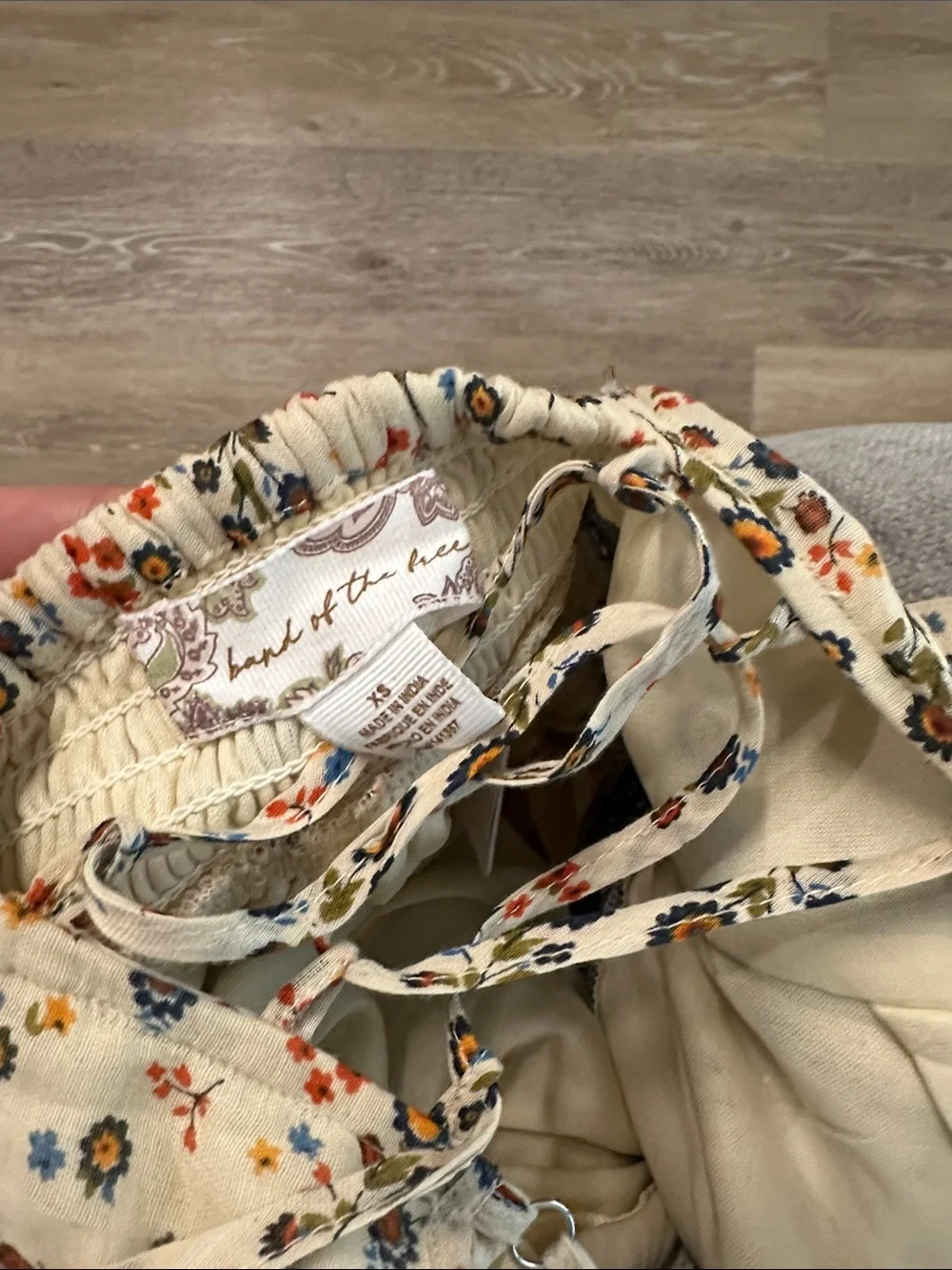 Bohemian Tiered Midi Dress in Cream Floral and Multi Stripe - Picture 8 of 10